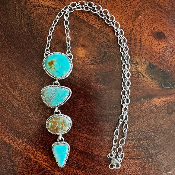 Navajo Turquoise and Sterling Silver Lariat Necklace